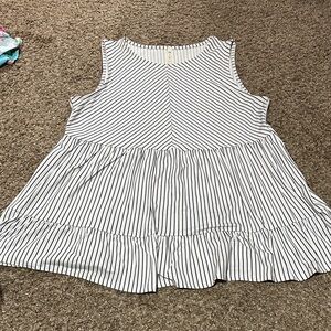 mts Black and White Striped Sleeveless Blouse